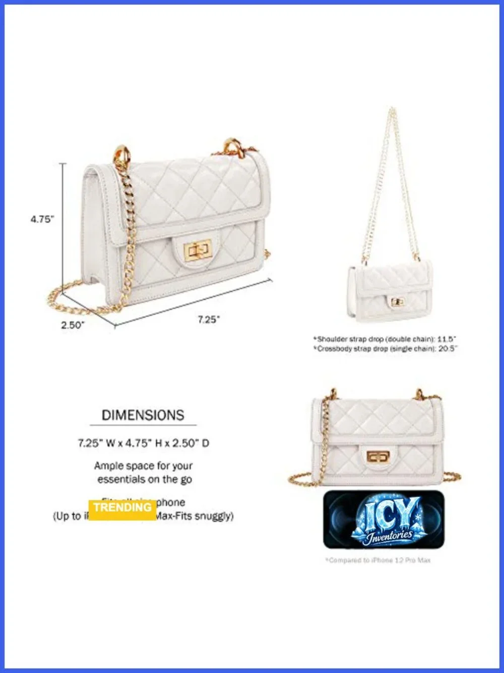 Small Quilted Crossbody Bag Faux Leather Chain Strap Phone Wallet Purse